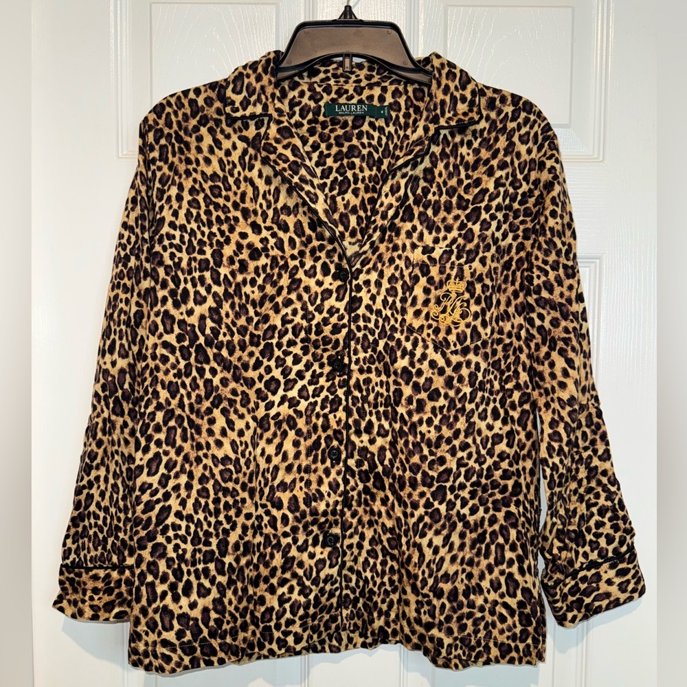 Lauren Ralph Lauren Leopard Print Pajama Top. Size M